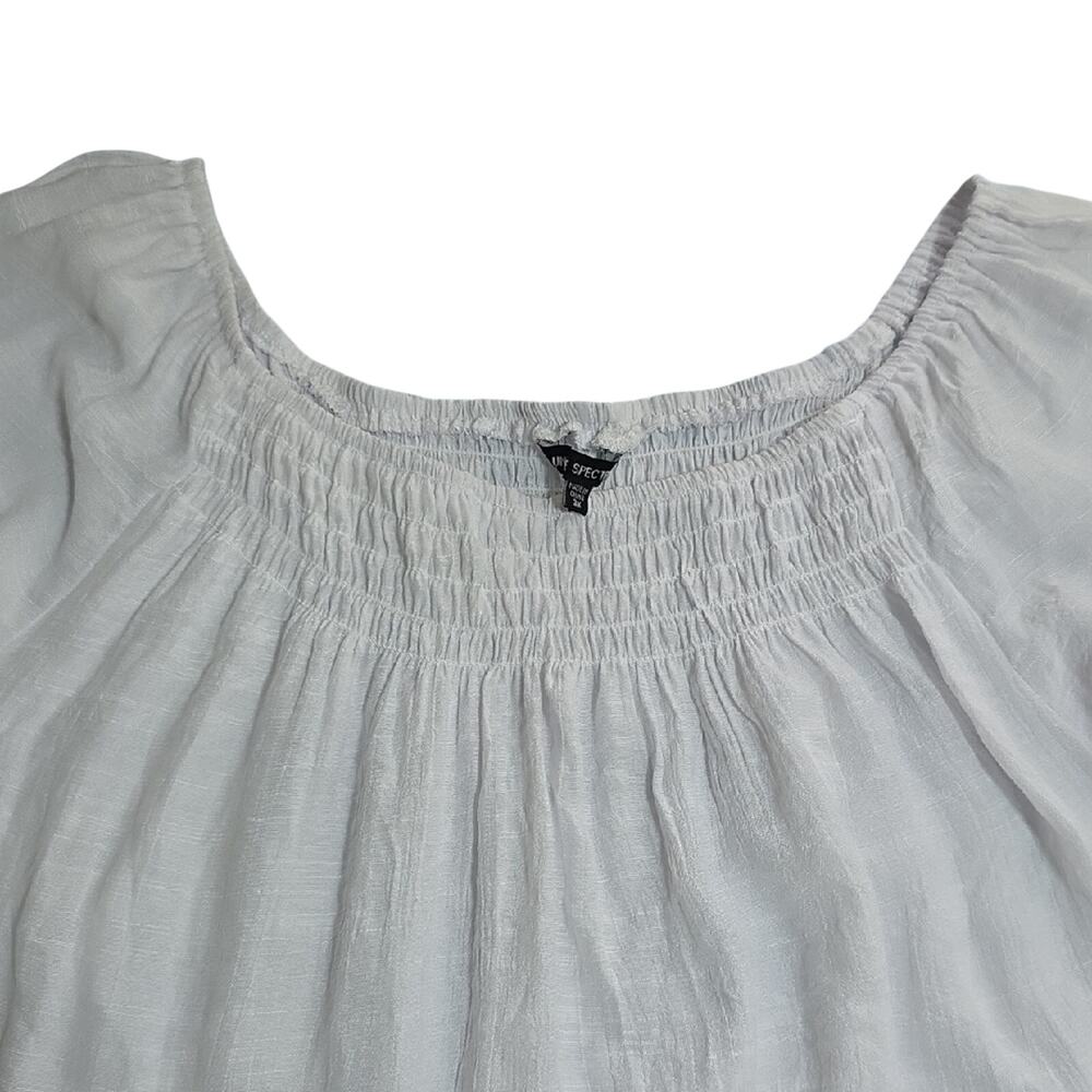Womens Sz 3X White Ruffle Sleeve Smocked Peasant Beach Fairy Top Unique Spectrum - Picture 10 of 10